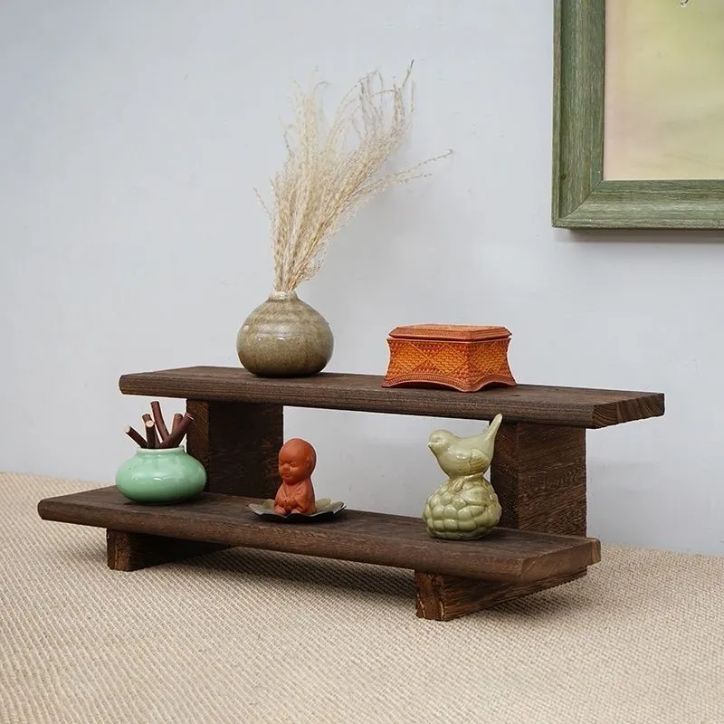 Display Solid Wood Antique Stand Two Three Layer Display Stand