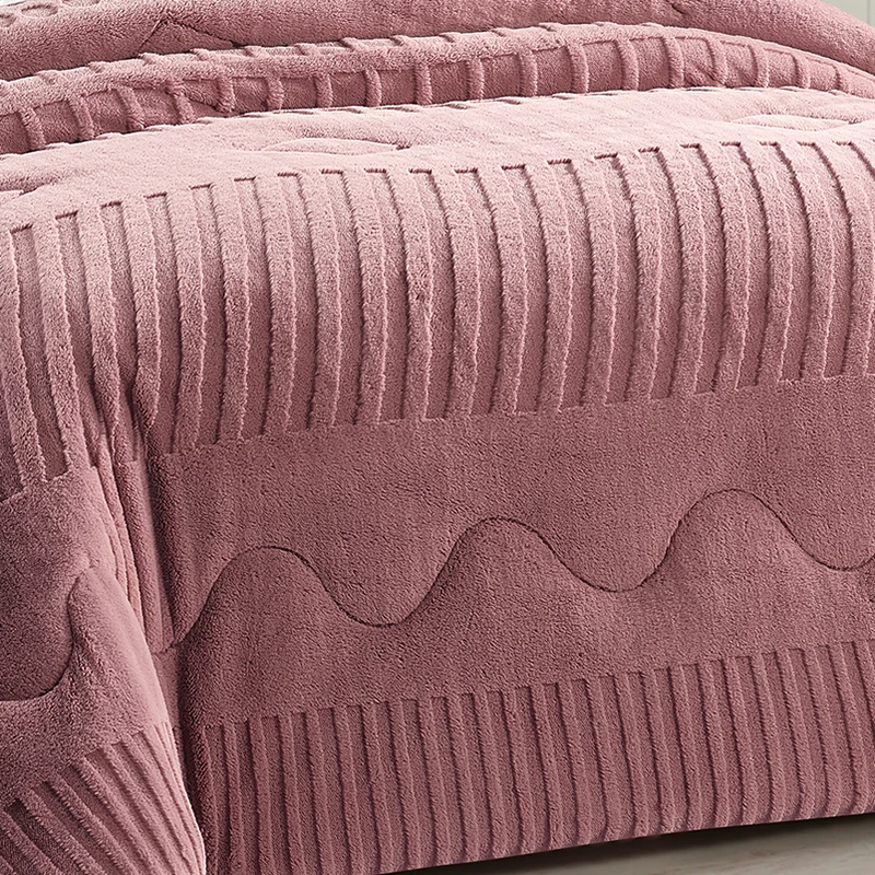 For Winter Vintage Jacquard Comforter Bedding Set 6pcs Warm and Soft Velvet 200TC Woven Pattern