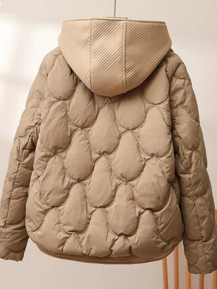 Chaqueta acolchada de algodón con capucha para mujer, Parkas cálidas de manga larga, ropa de abrigo informal de dos piezas, novedad de invierno, 2024