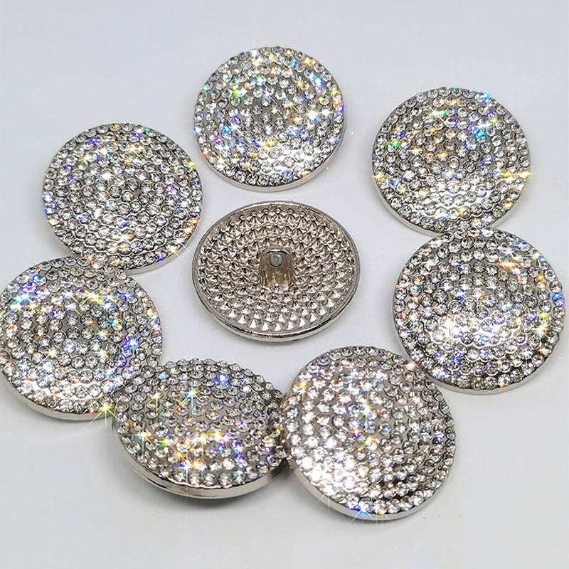 26MM Luxury Rhinestone Metal Round Big Buttons Of Clothing High Quality Fashion Decor Sewing Button For Women Coat Needlework