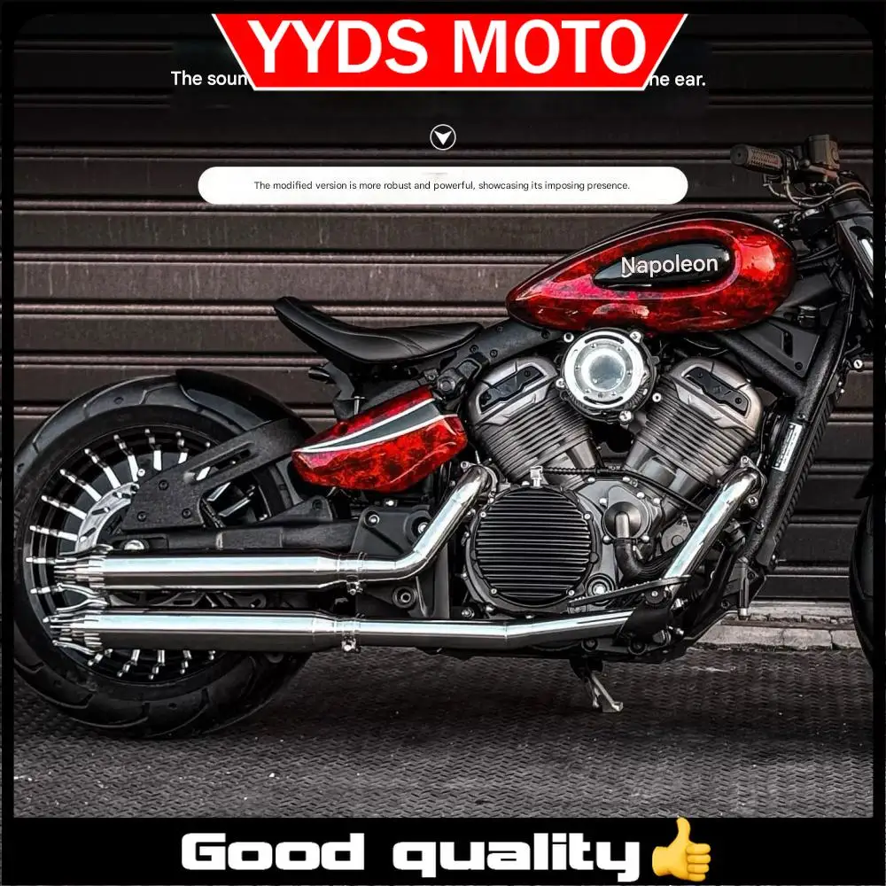 

【Good quality】For BENDA Napoleon bob 450, right-side dual exhaust pipe full-section direct mount.BENDA Napoleon bob 500