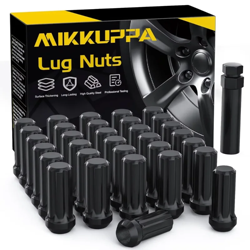 

MIKKUPPA 32PCS 9/16-18 Black Lug Nuts Wide Seat – Lug Nut Kit Replacement Wheel Lug Nuts for Dodge Ram Ford F150 Truck Wheels