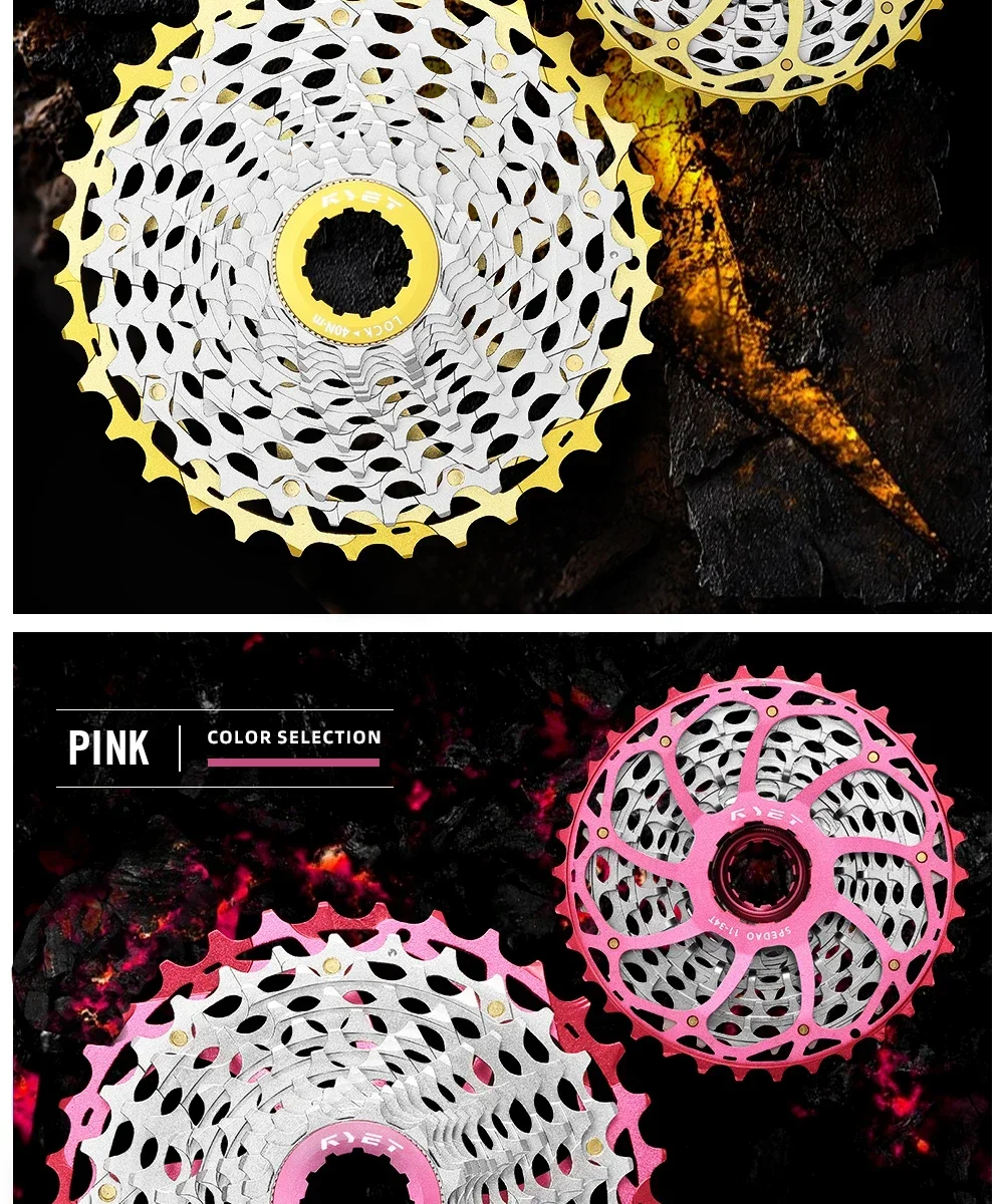 2026 RYET Fahrradkassetten 11-34T 12S CNC Alu/Stahl Kassette HG für Shimano Rennrad Gravel K7 Eloxierte Farbe 12-Gang Fahrradfreilauf – Detail 12