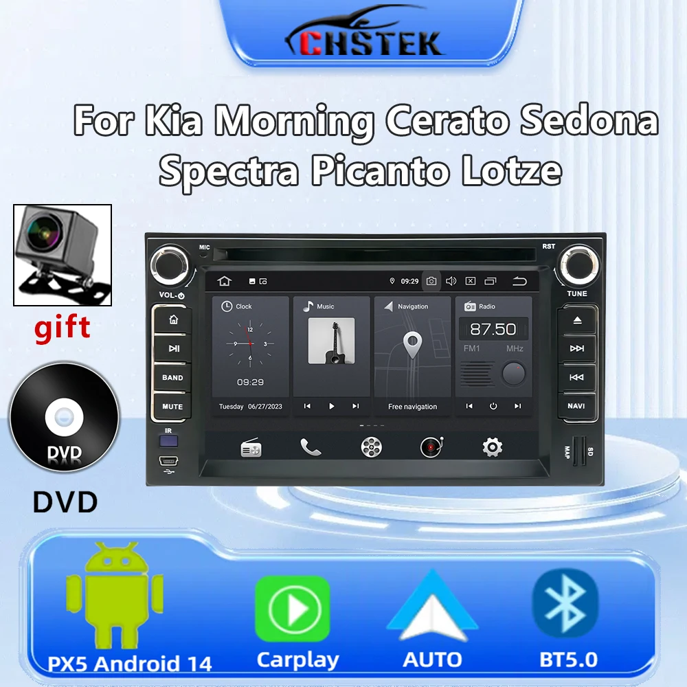 

CHSTEK Car Radio Android Autoradio for Kia MORNING SPECTRA PICANTO SEDONA LOTZE DVD CarPlay Navigation Player Stereo Bluetooth