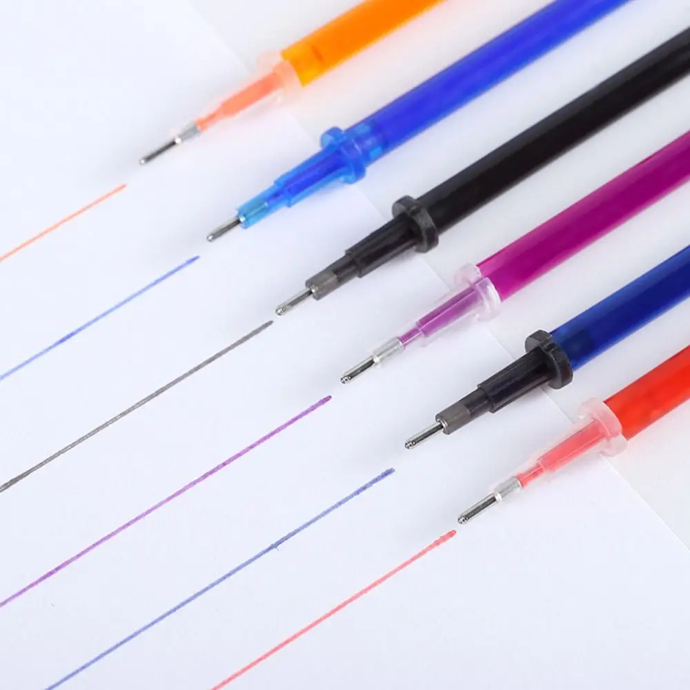 Erasable gel pen refil 0.5mm, recarga de tinta colorida, ferramenta de escrita, papelaria, núcleo neutro, 10 pcs/set