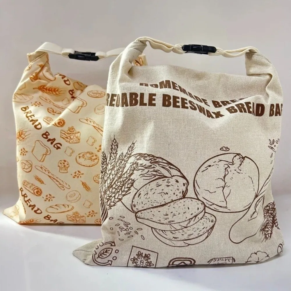Reusable Beeswax Bread Bags Cotton Zipper Closure Bread Storage Bags Beeswax Coated 43*33cm Fresh-Keeping Bread Bags Freezer Use