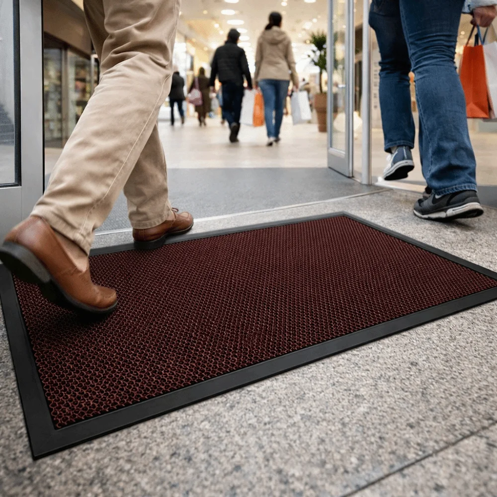 Non-slip Elastic Carpet Wear-Resistant Waterproof Mesh Dirt Trapper Rug Thickened Outdoor Door Mat Office Welcome
