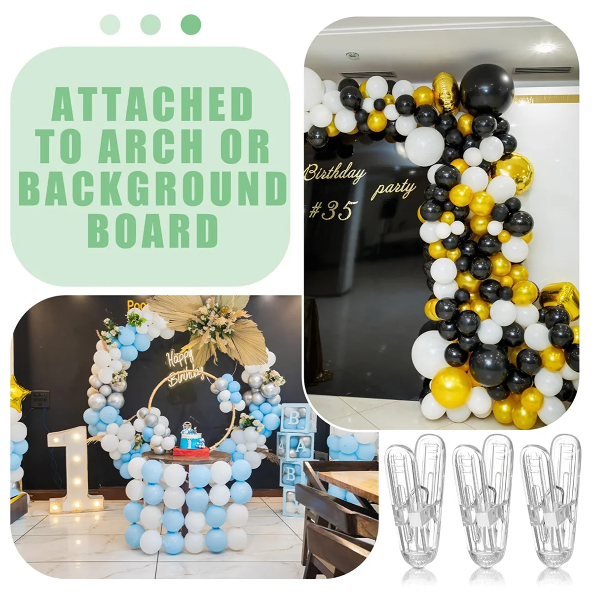 

2025+20pcs Balloon Arch Clips Plastic Transparent Spring Clamps 2.4 Inch Clip for Balloon Arch Kit Birthday Decoration Crafts