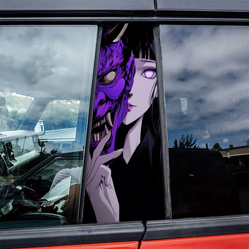 

2 pieces of automotive center pillar stickers Maiden and Hannya Protective film, scratch-resistant stickers