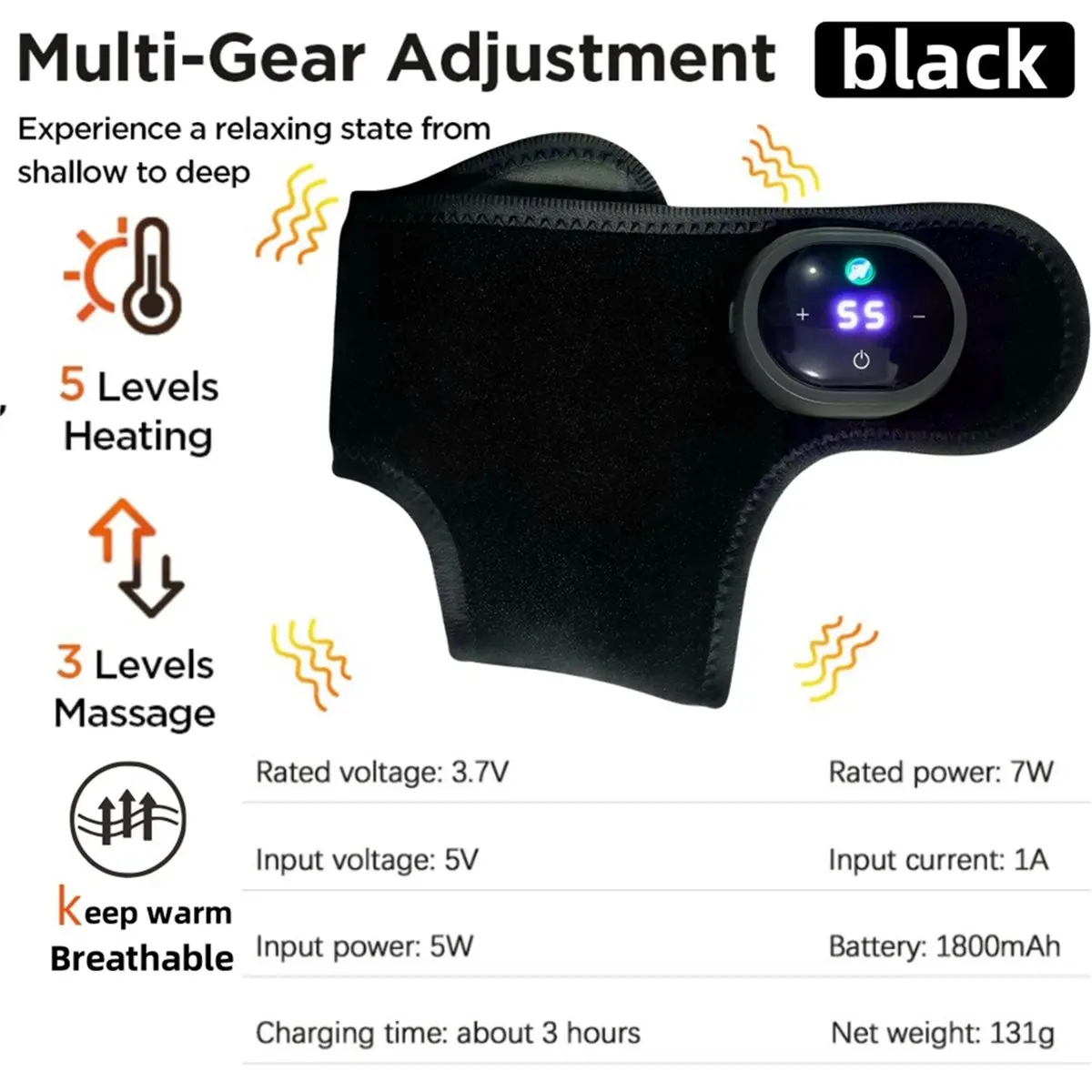 Foot Massager 2 PCS Heated Ankle Brace Cordless Ankle Massager with 3 Shock Levels 5 Heat Settings & LCD A