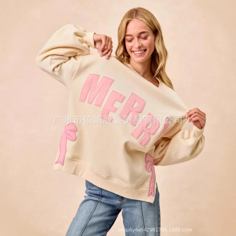 Women Christmas Nutcracker Sweatshirt Pullover 2025 New Year Wear Sequins Versatile Top Cartoon Soldier White Sweater For Women