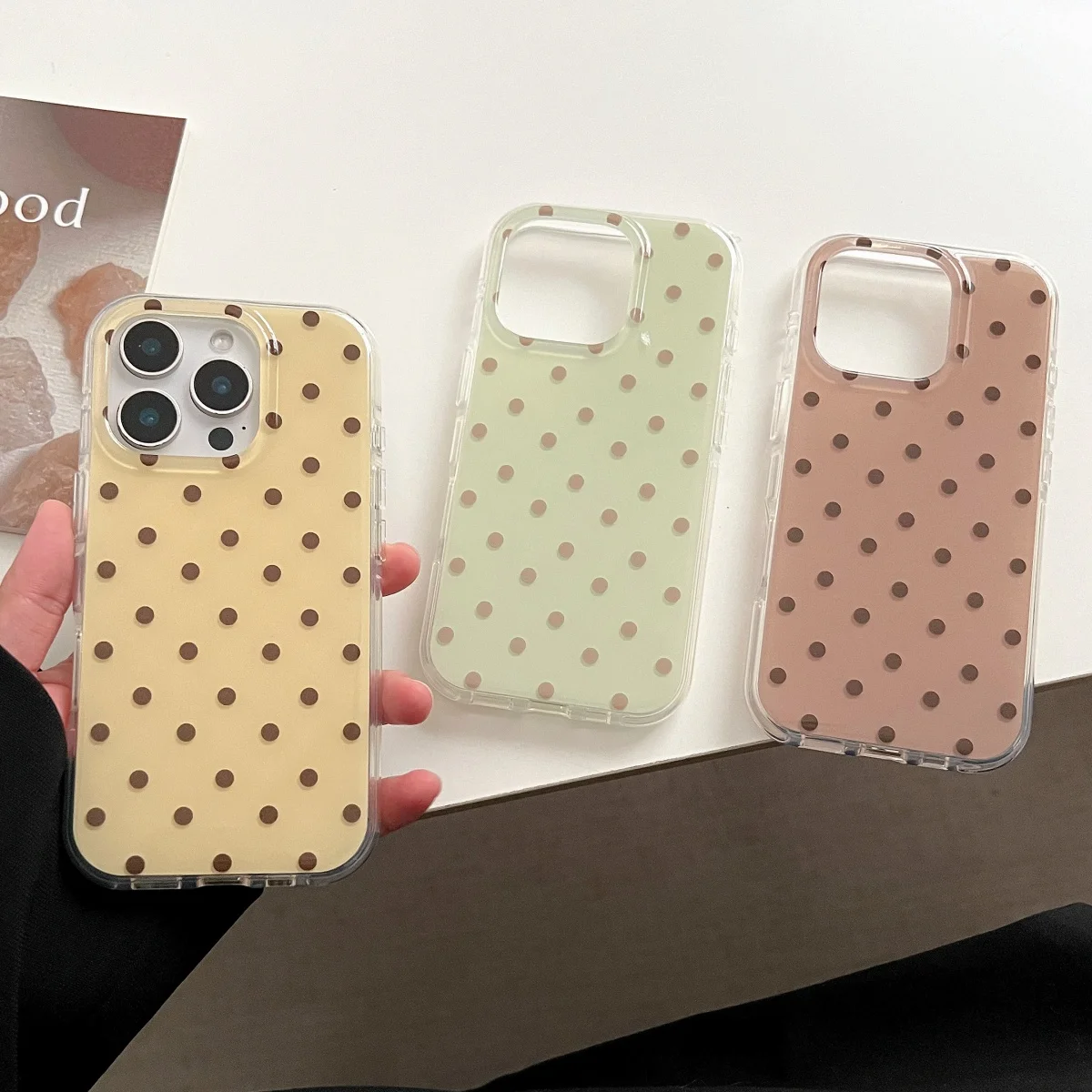 Simple Cute Polka Dot Glossy Jelly Shockproof Phone Case For iPhone 17 Air 11 12 13 14 15 16 Pro Max IMD Shockproof Cases Capa - náhled 6