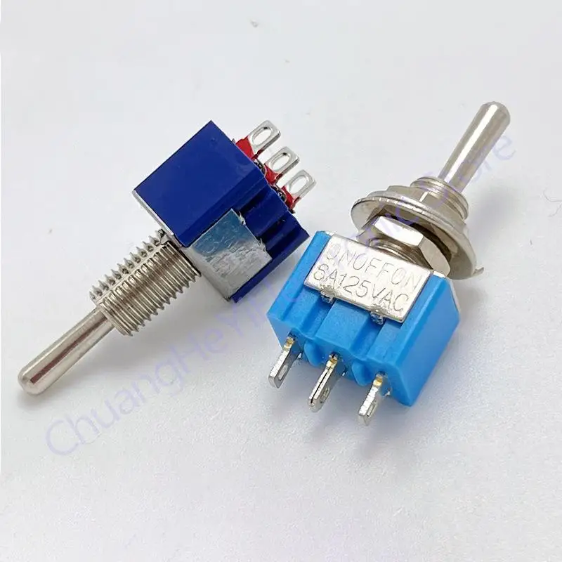 10Pcs MTS-103 3-Pin ON-OFF-ON 6A 125V 3A250VAC Mini Blue Toggle Switches