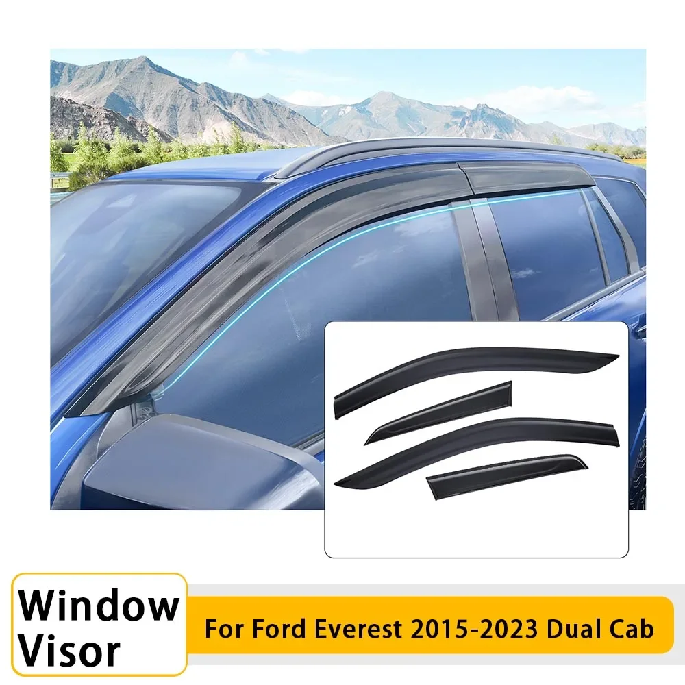 

4PCS Matte Black Window Visor Vent Sun Shade Rain Guard Door Visor For Ford Everest 2015-2023