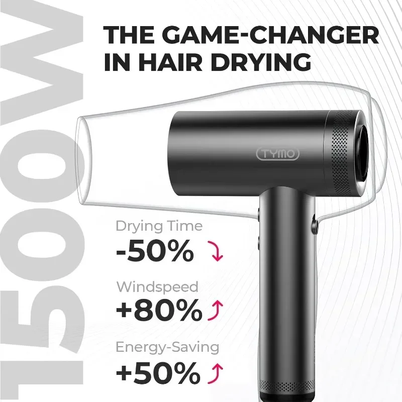 Hair Dryer with Diffuser for Curly Hair, 1500W Professional High Speed Ionic Blow Dryer with Comb, 110,000RPM Fast Dry