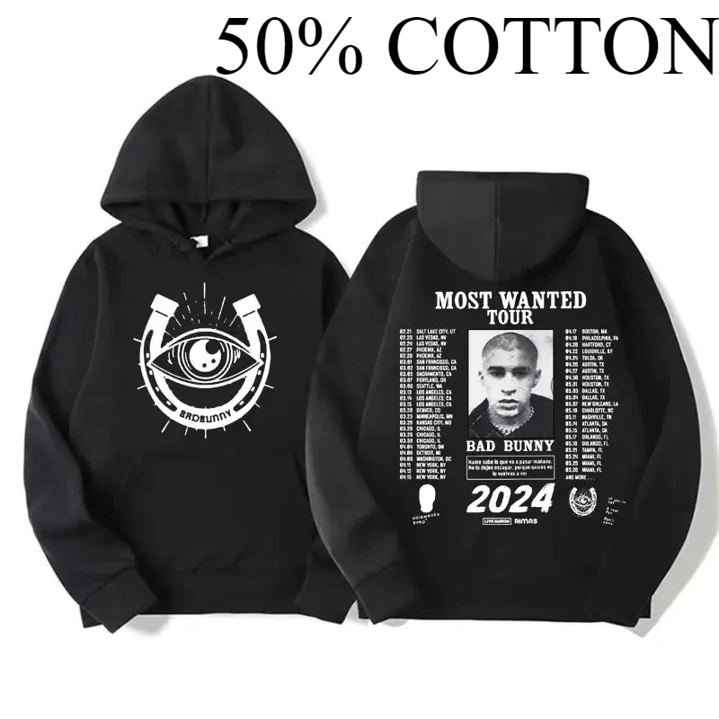 2024 الهيب هوب باد باني معظم أراد جولة هوديي الرجال نادي سابي لو كيو فا باسار مانانا ألبوم هودي مريحة لينة البلوز #1