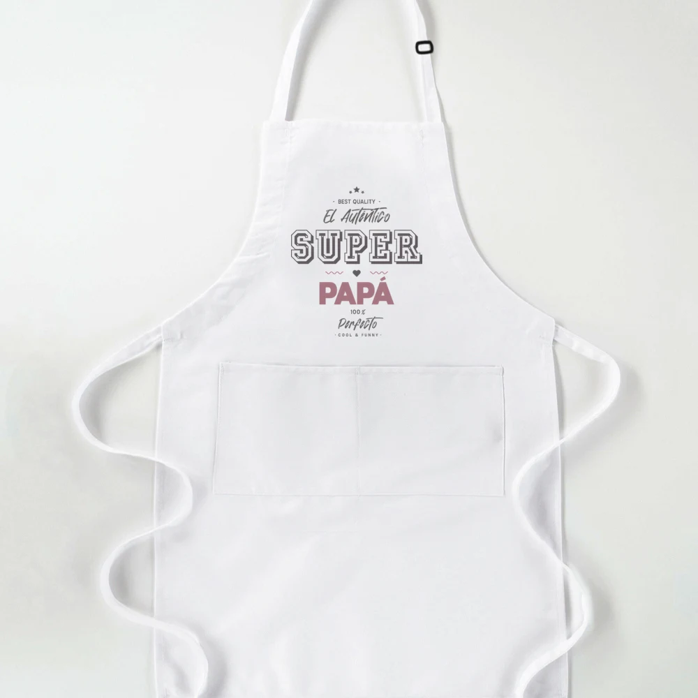 Dad Cooks Without Touching The Stove Print Apron Fathers Day Gift Aprons White Pocket Apron Adjustable Strap and Extra Pockets