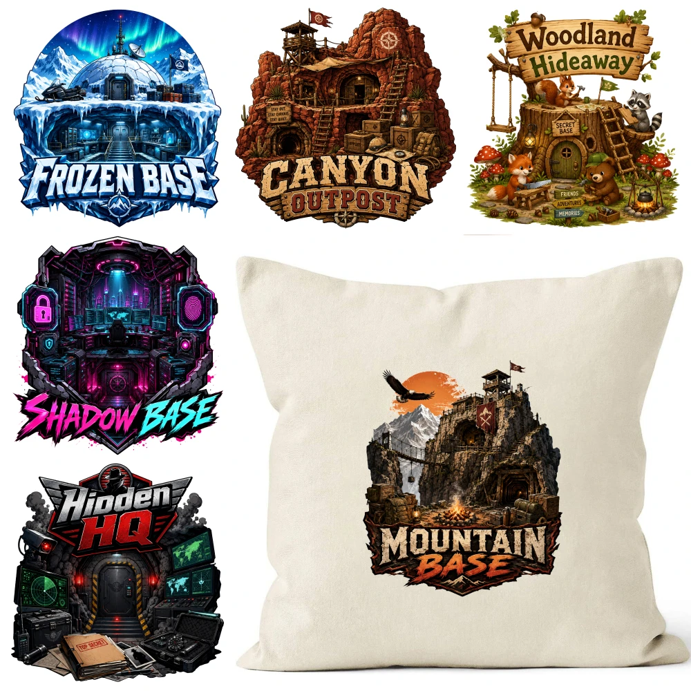 6 Pcs Mountain Base Iron on Transfers Easy to heat press decals Transfers Sticker On Clothes iron on decals DTF Transfers Ready