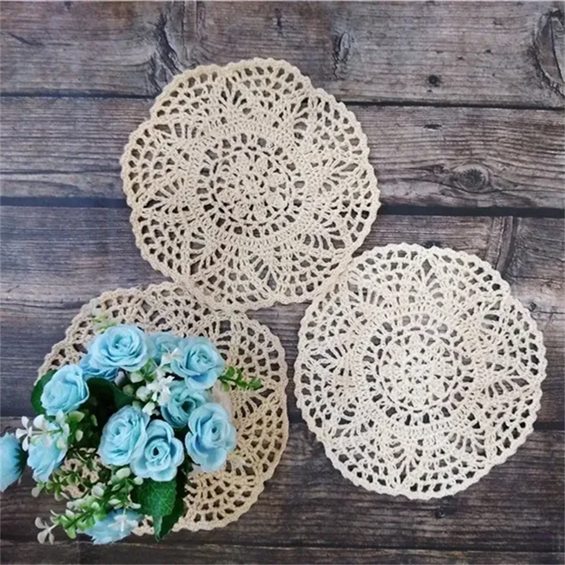 Modern Cotton Lace Crochet Wedding Dining Doily Table Cloth Placemat Coffee Dinne Cup Mug Coaster For Wedding Banquet Table Pad