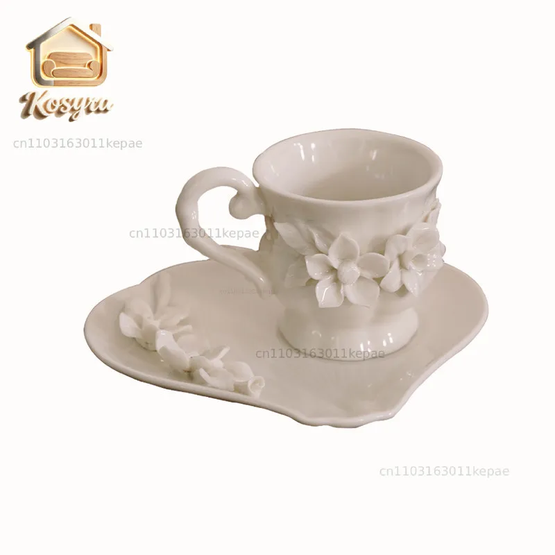 Court style, export European hand-squeezed flower ceramic coffee cups and saucers exquisite flower tea cups for afternoon tea