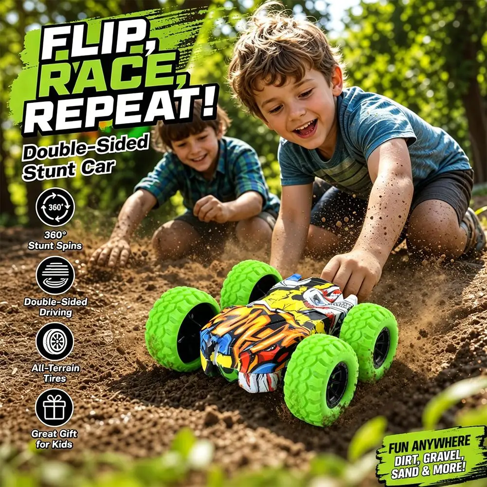 Double-Sided Inertia Stunt Car Toy Friction Powered Off-Road Vehicle for Kids Indoor & Outdoor Anti-fall Car Toys Gifts