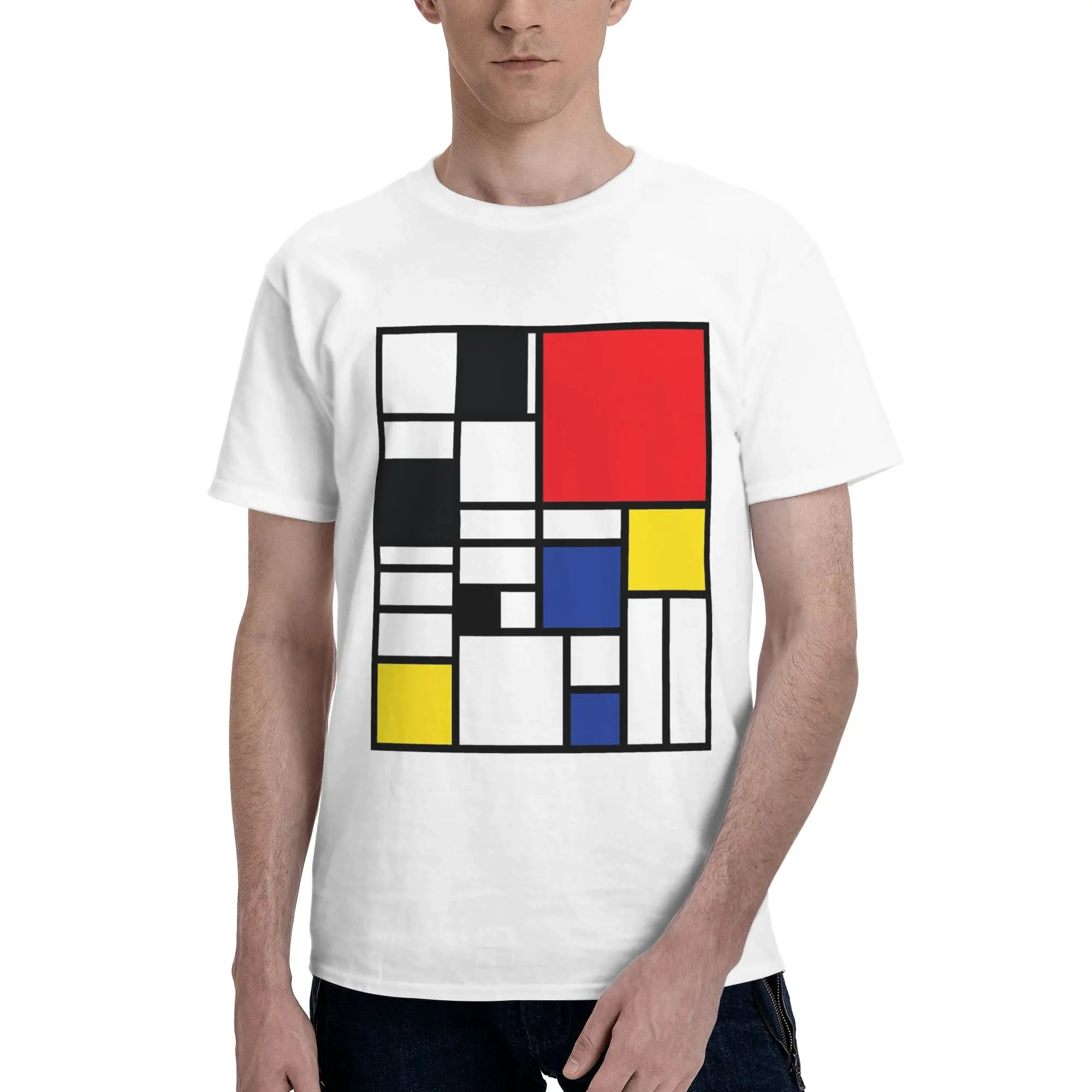 

Piet Mondrian De Stijl 100% Cotton T-Shirt Men'sFunny T Shirts Men Crew Neck Short Sleeve S-6XL