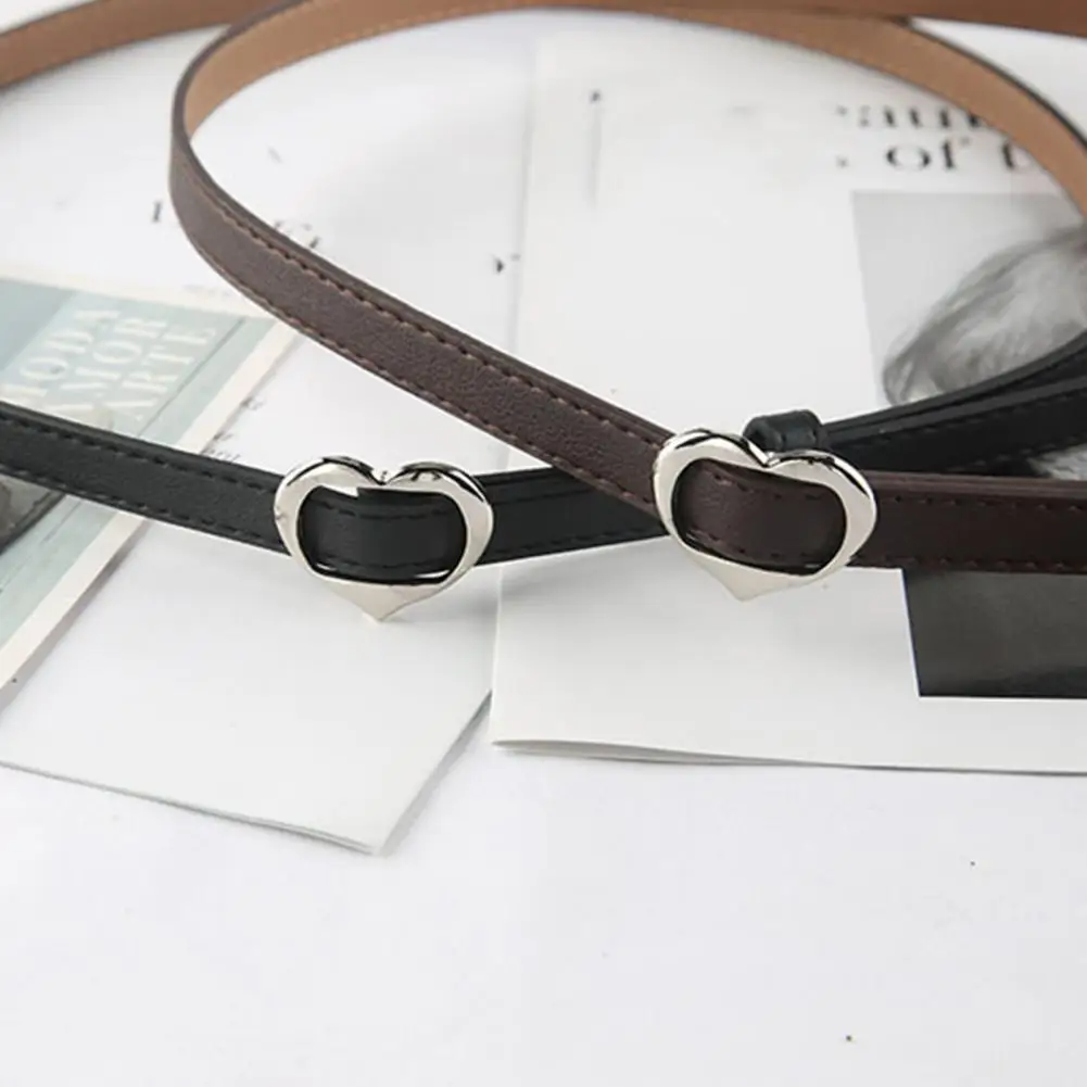 

Durable Waistband Vintage Heart Buckle Women's Waist Belt Adjustable Anti-break Stylish Solid Color Belt