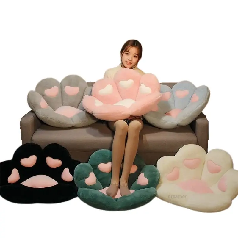 

2 Sizes Kawaii Plush Bear Paw Mat Cute Animal Bear Cat Foot Pillow Heart Plush Cushion Stuffed Soft Toys for Home Decor Gifts