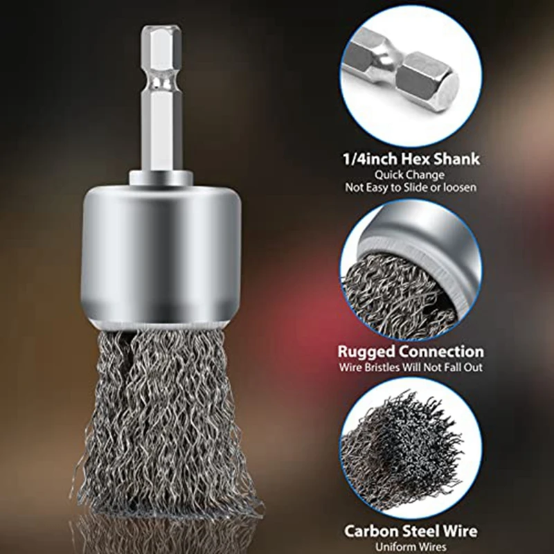 12PCS Wire Wheel Cup Brushes For Drill Paint Surface Rust Removal And Small Spaces