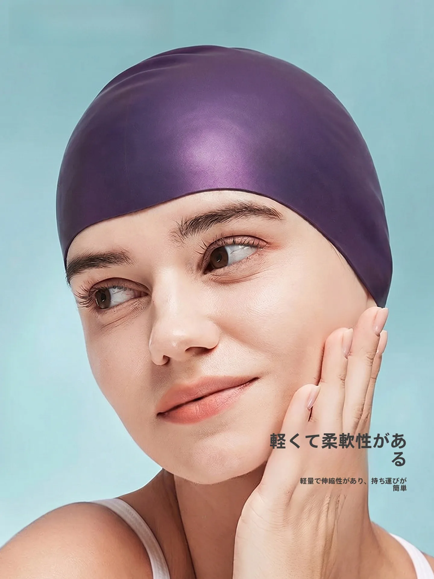 zoke-シリコーン水泳キャップ女性用ロングヘアノータイ滑り止めトレーニング水泳帽子防水髪と耳の保護