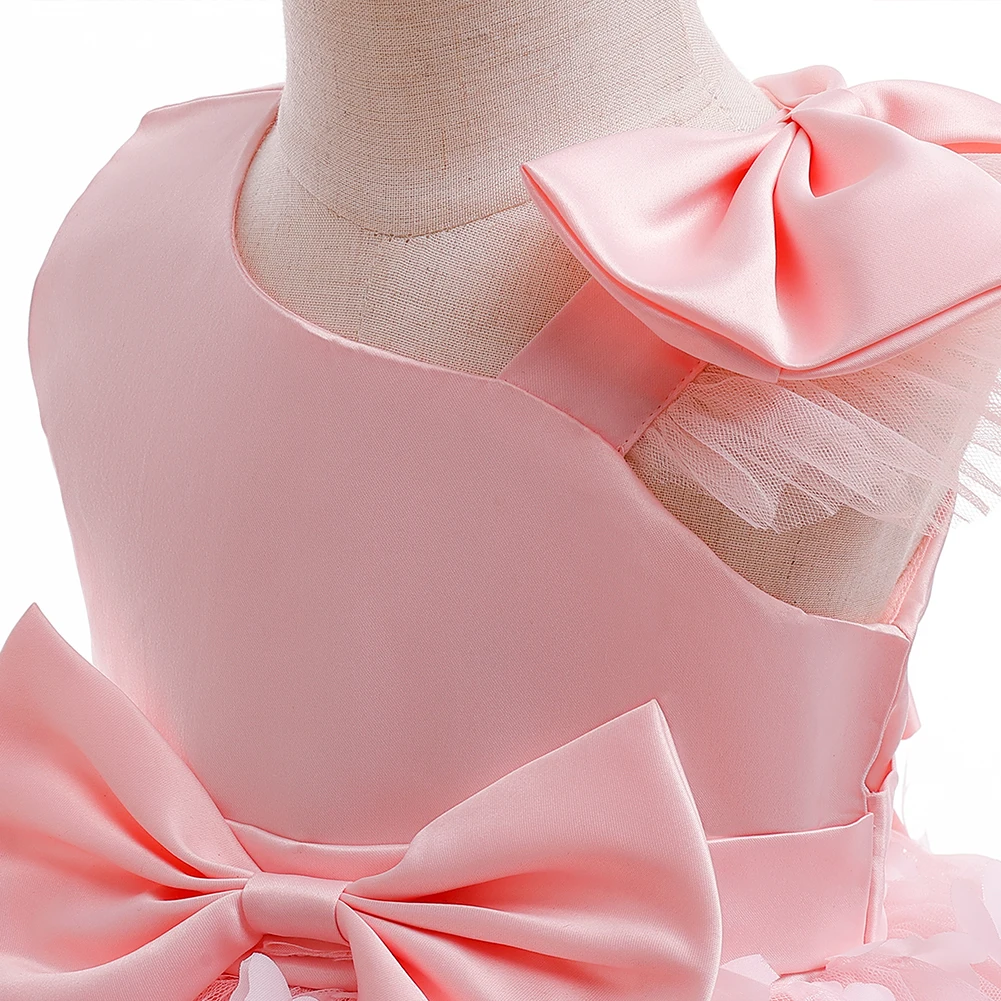 Baby\'s First Birthday Dress Girl Bow Mesh Princess Dress Children\'s Wedding Dress Kids Christmas Dress