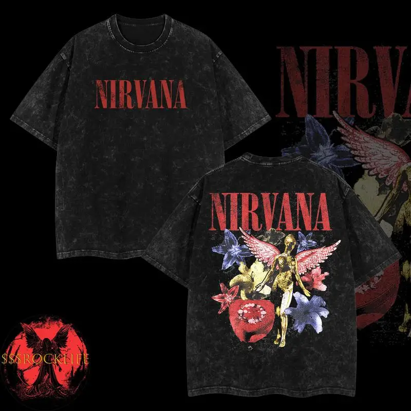 

[$$$MANLIFE] Nirvana – In Utero Graphic Washed Rock Band Shirt – Nirvana 2025 Tour Tee, Raw & Vulnerable 90s Grunge Aesthetic, A