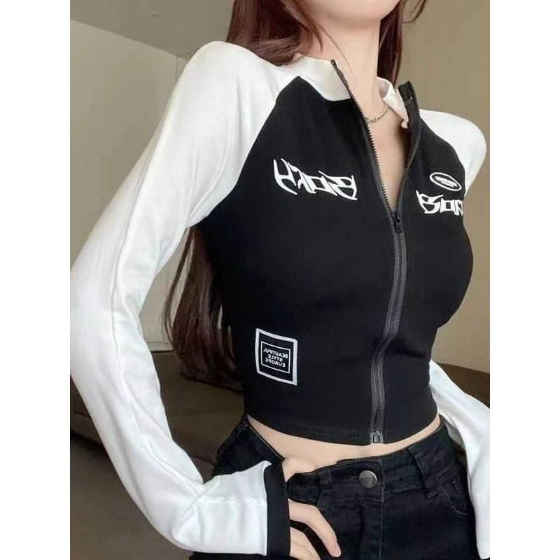 مثير ort سستة سترة المرأة سليم صالح الأعلى الساخن فتاة تصميم الحسية Sle طويل Sve تي شيرت لخريف Faion الاتجاه