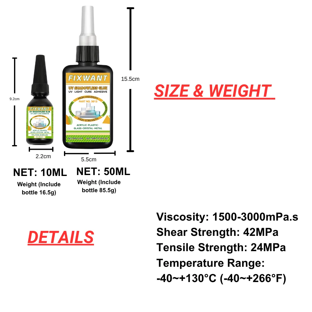 Special UV Glue for Acrylic No‑Whitening No‑Trace Ultraviolet Adhesive for Trophy Medal Display Stand Crafts Glass Crystal Metal