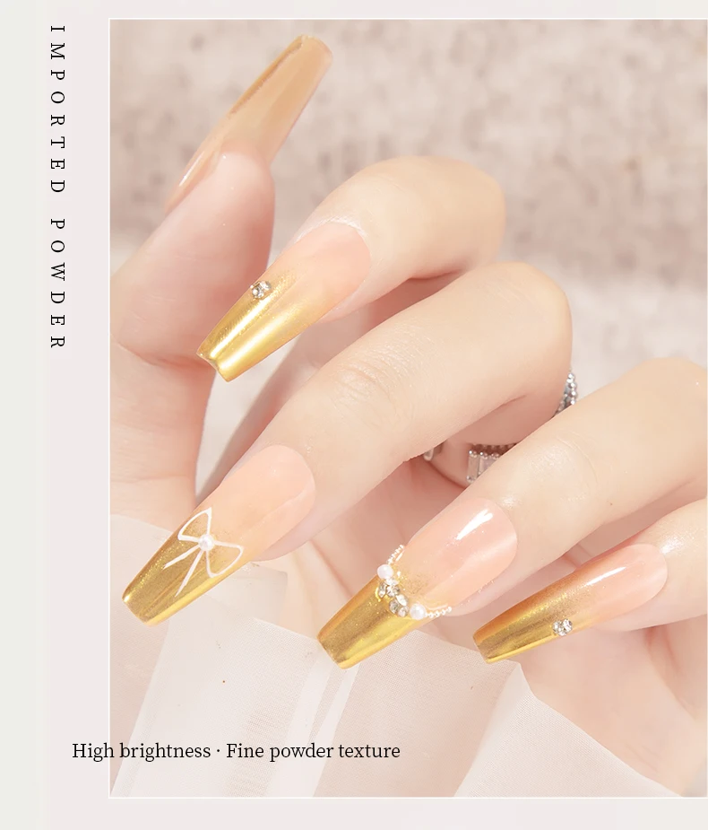 RS Chrom-Nagelpulver, holografischer magischer Spiegel, metallisch, golden, silbrig, reibend, Nagelkunst, Glitzerstaub für Nageldesign-Dekoration – Detail 9