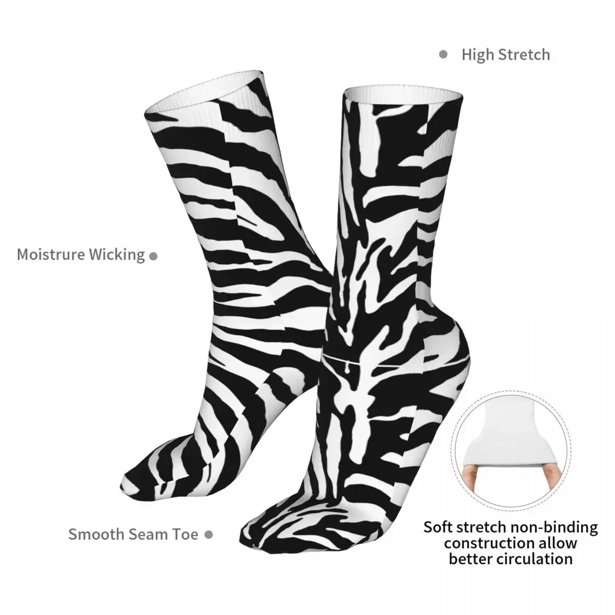 Zebra Dier Patroon Sokken Mannen Vrouwen Polyester Grappige Vrolijke Sokken Hiphop Lente Zomer Herfst Winter Sokken Cadeau