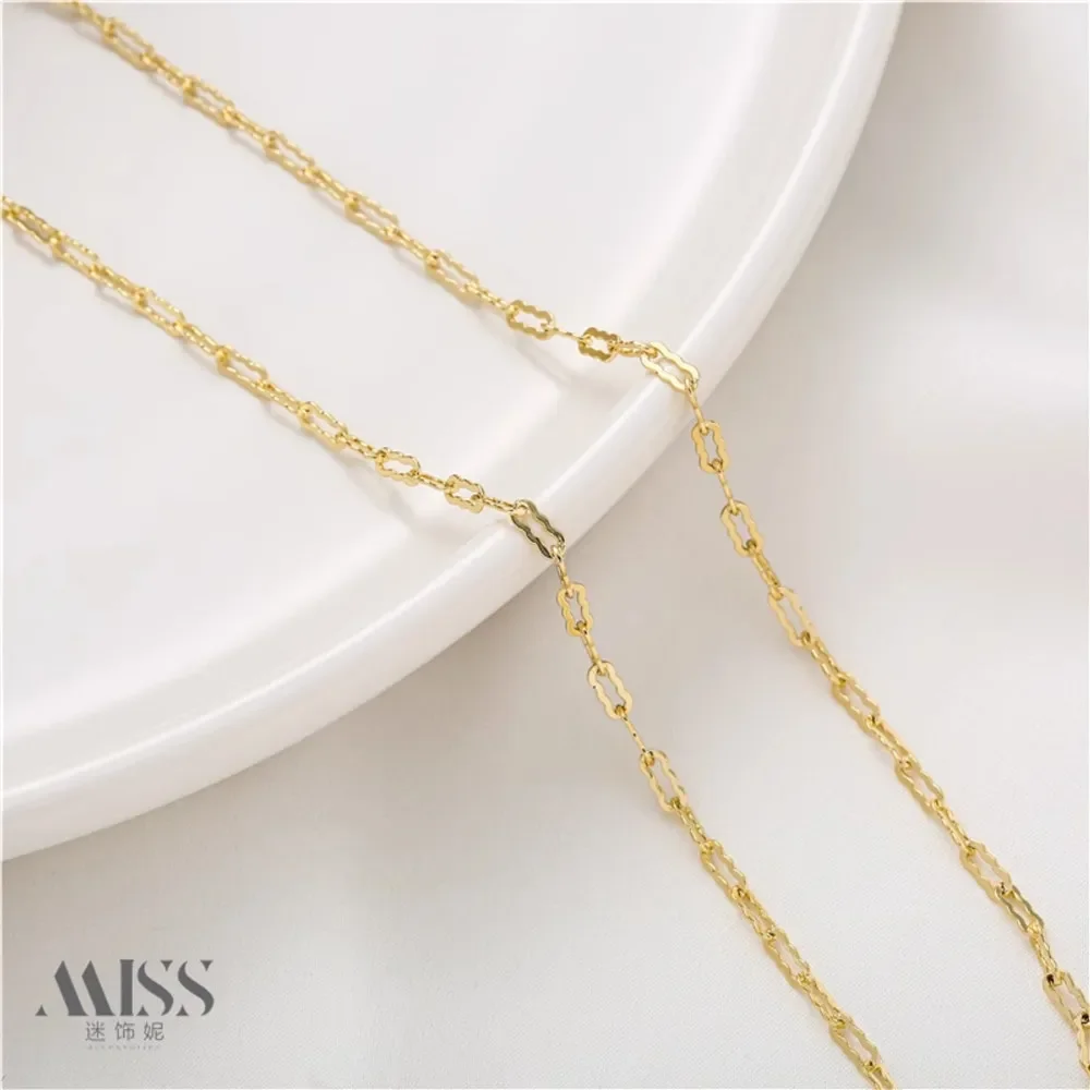 14K Gold-wrapped Rectangular Peanut Chain Copper-plated Loose Chain DIY Material Bracelet Necklace Extension Chain Accessory
