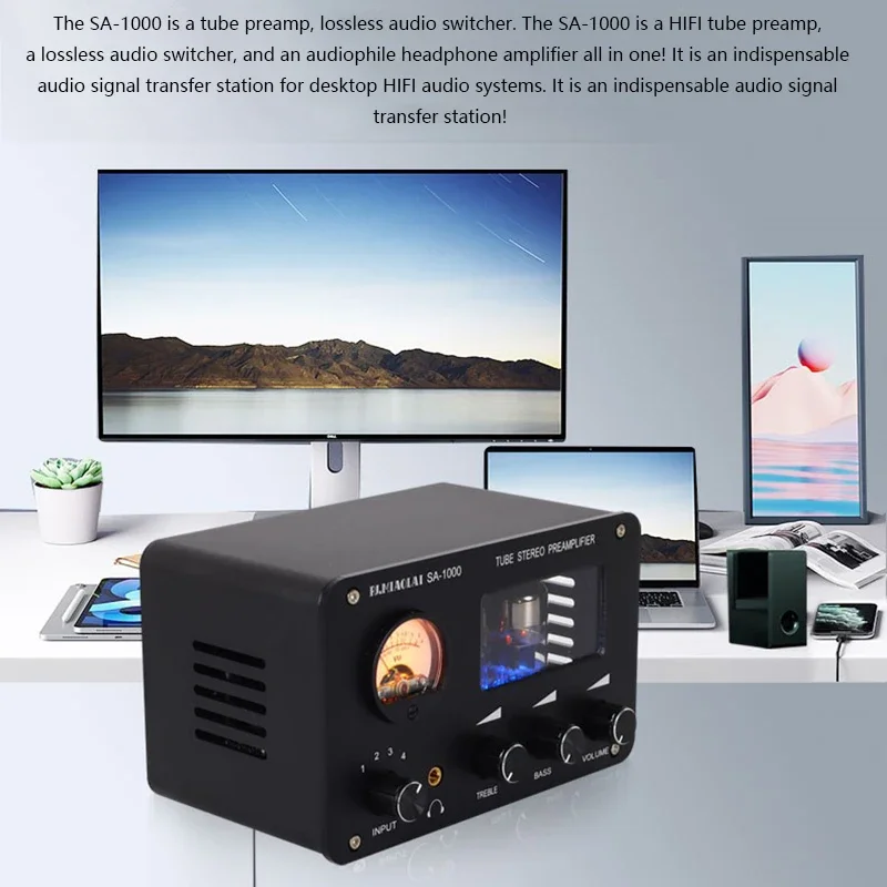 หลอดพรีแอมพลิฟายเออร์4อิน2ออก2 HiFi หลอด6H3N ชิป5332โอปอ-แอมป์หูฟังกำลังสูงปรับได้