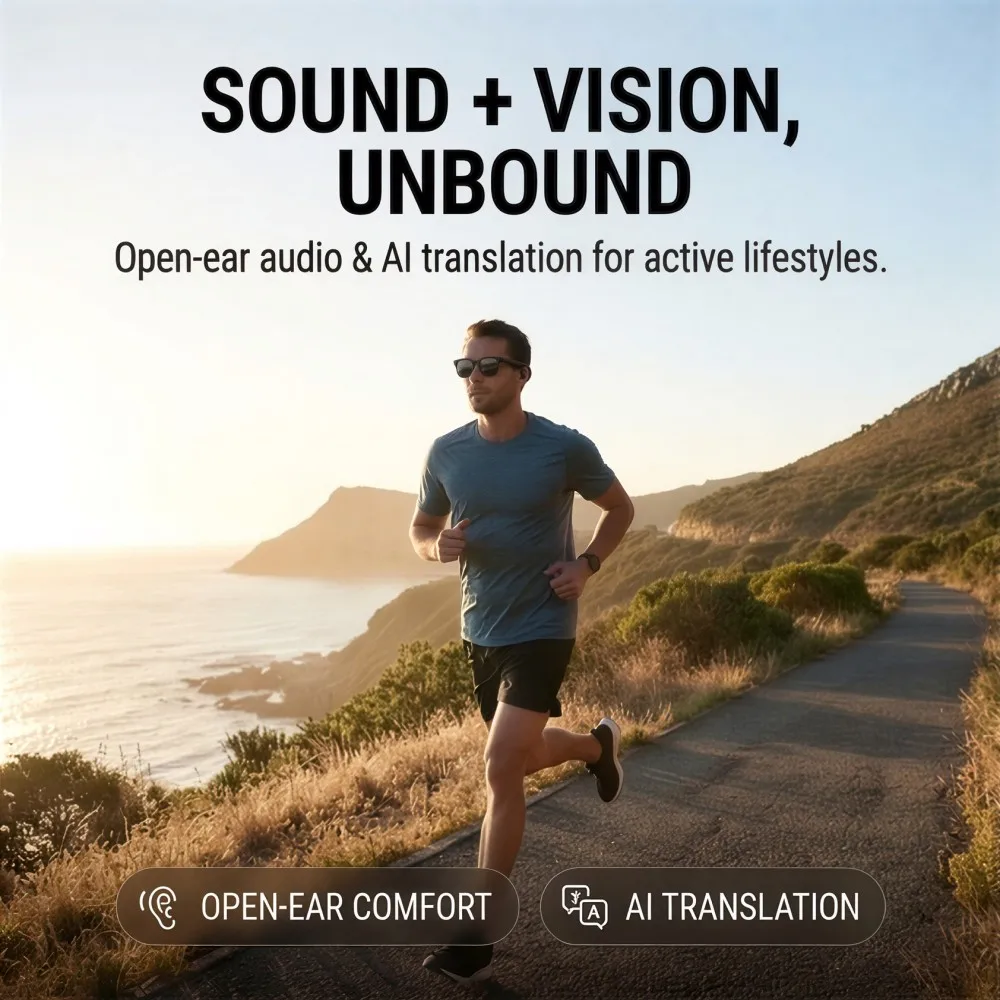 AI Smart Bluetooth Sunglasses Wireless Call Music Headphones HIFI Audio UV Protection Anti-touch Outdoor Sports Driving Glasses