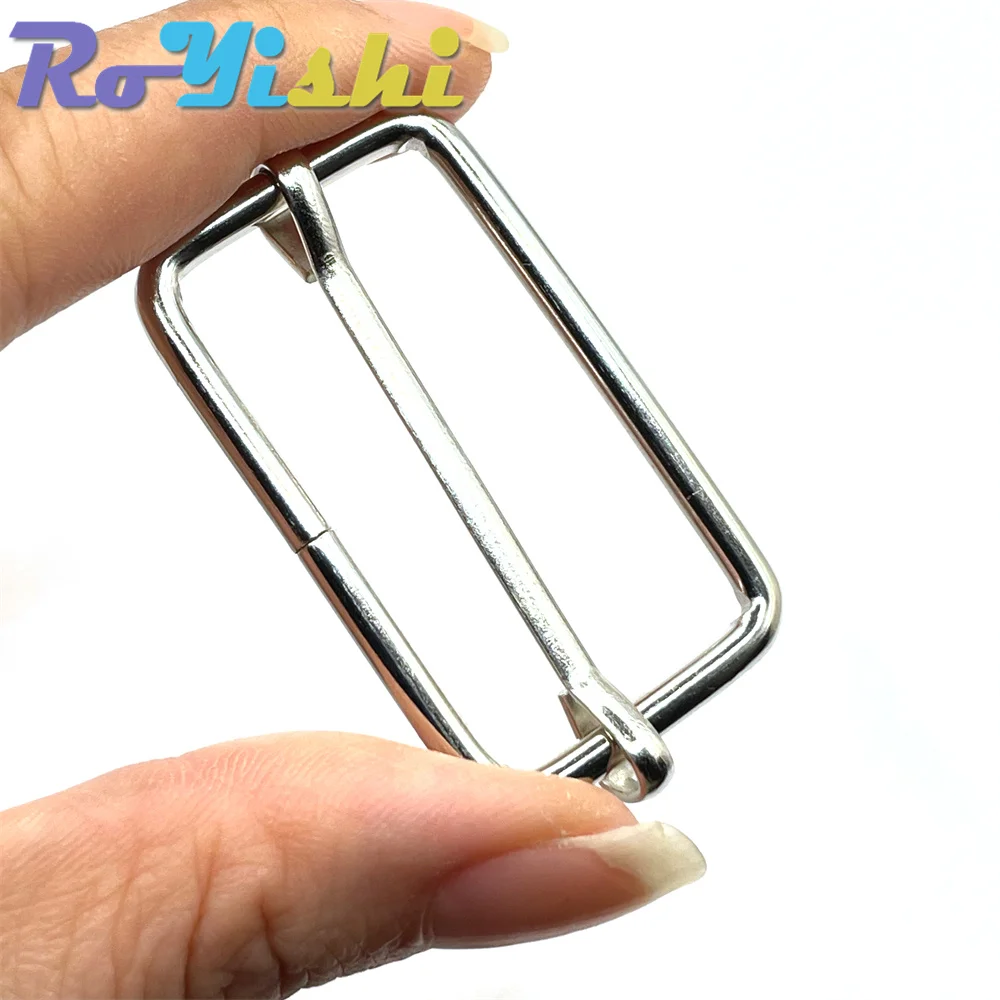 10 Pcs/Pack Silver Metal Slides Tri-Glides Wire-Formed Roller Pin Buckles Strap Slider Adjuster Buckles