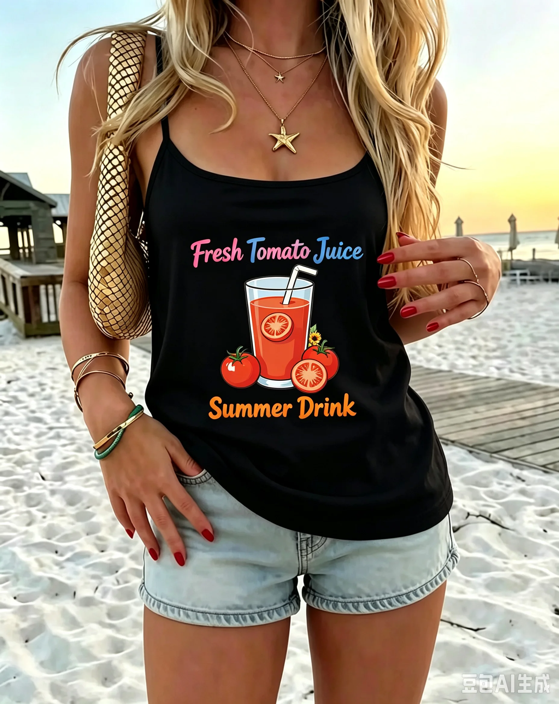 Fresh Juice Lettering Camisole Women Typography Graphic Tank Top Sleeveless Vest Summer Vibe Fashion Top Beach Party Slogan Tee