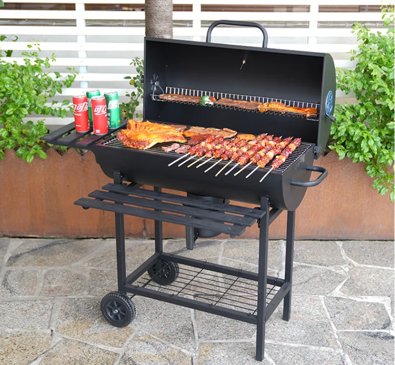 

Сверхмощный уличный гриль для барбекю, регулируемая высота, бездымные стальные крючки для дымохода, термометра для вечеринок на заднем дворе, кухни