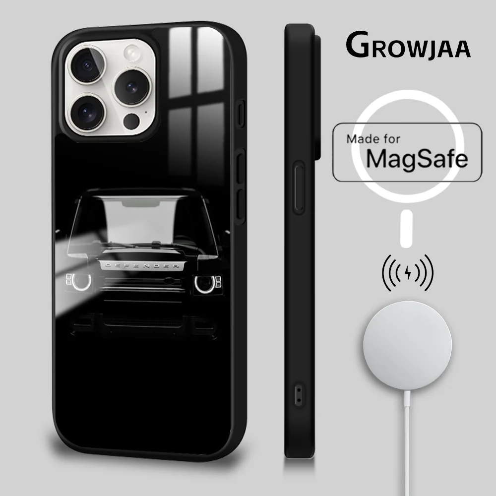 Car SUV Cool Black Magsafe Phone Case For iPhone 15 14 13 12 11 Pro Max Plus Mini L-Land rover-r Mirror Wireless Magnetic Cover