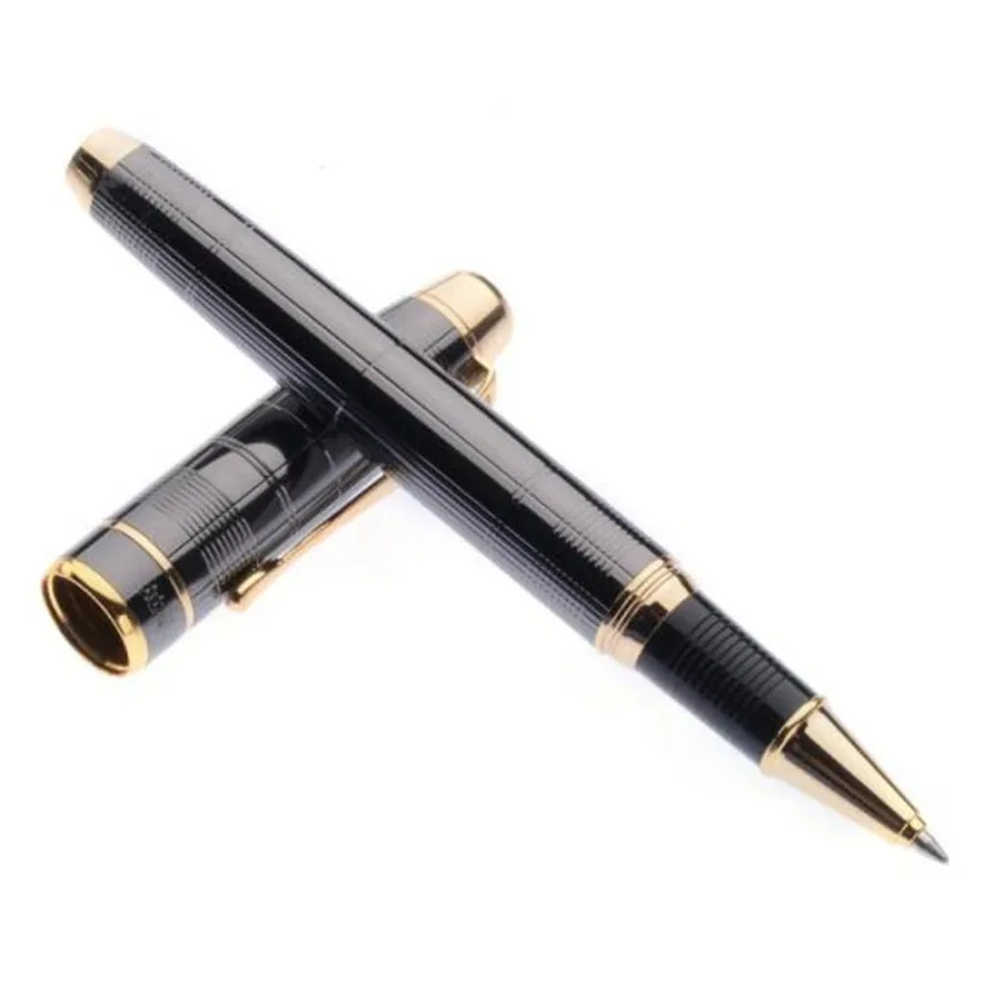 For Hero 953 Metal Gray Tiny Squares Checked Barrel Refillable Roller Ball Pen Gold Trim Professional Office Writing Stationery