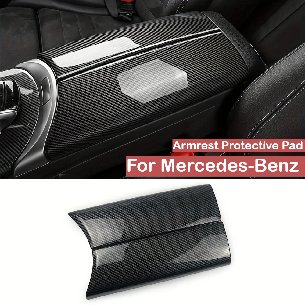 

Carbon Fiber Armrest Box Protective Pad For Mercedes-Benz W205 W177 15-25 Central Console Cushion Cover Stickers Car Accessories