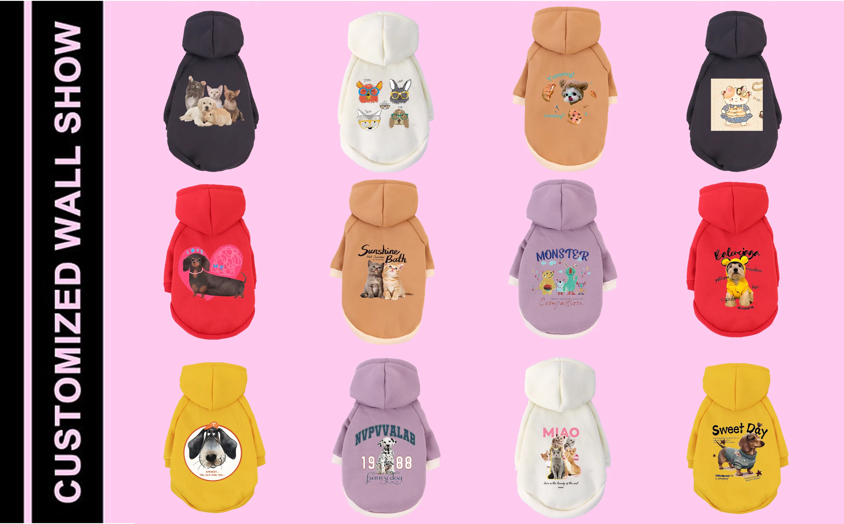 Customized Pet Hooded Sweatshirt Cats & Dogs Winter Warm Clothes Large-Sized Dog Clothing Teddy Golden Retriever All Cats