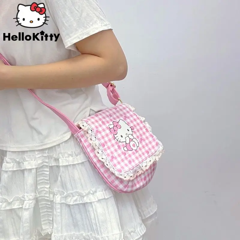 Sanrio Hello Kitty Printing Crossbody Bag College Style Fashion Cute Cartoon Handbag Women\'s Summer Sweet Y2K Girl Shoulder Bag