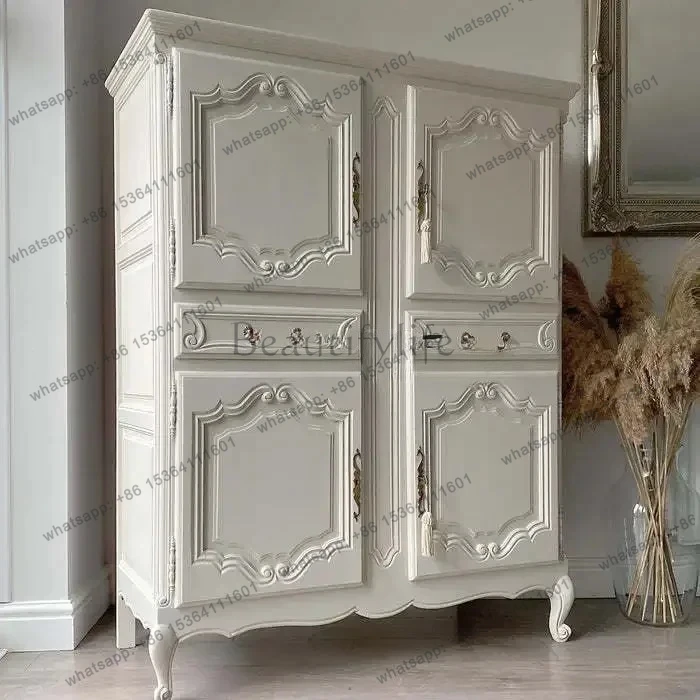 French American Style Carved Vintage Sideboard Dining Room French Locker Storage Cabinet French Wardrobe