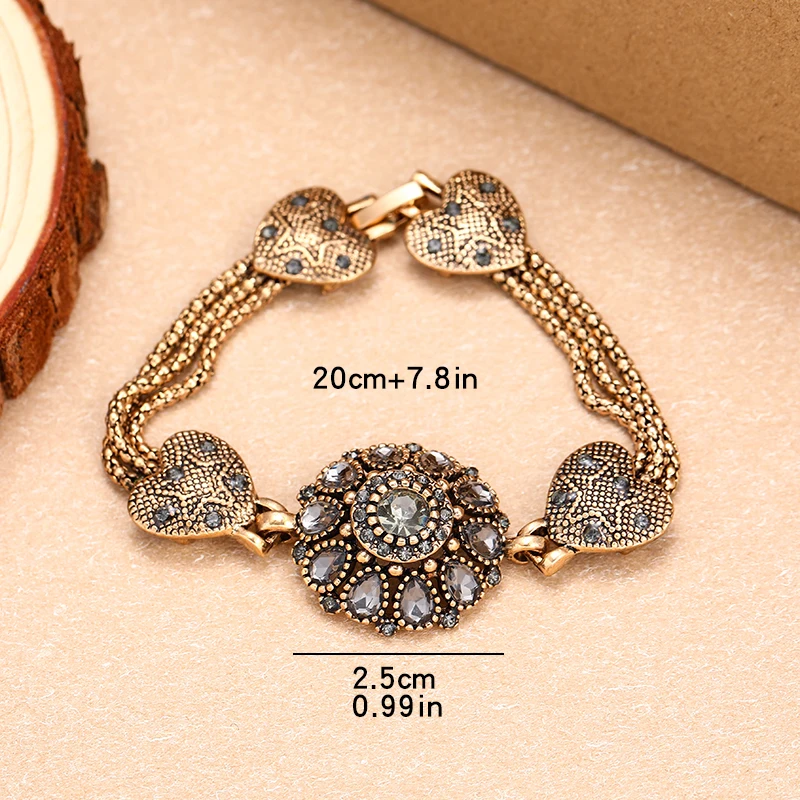 Turkey Bracelet For Women Tibetan Alloy Red Resin Gold Color Bangle Retro Bohemian Roman Royal Jewelry