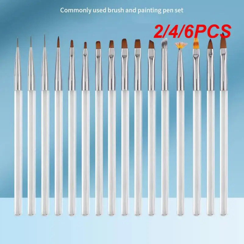 2/4/6PCS Nail Pen Not Easy To Shed Hair Not Easily Deformed Transparent Size As Shown In The Figure Point Pen Manicure Tool